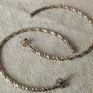Vintage C&H 925 Sterling Silver Two-Tone Twisted Rope Hoop Earrings